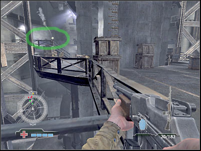 Before you decide to proceed any further, you will have to eliminate a soldier who is equipped with a rocket launcher - Assemble at Main Control Room - Operation Der Flakturm - Medal of Honor: Airborne - Game Guide and Walkthrough