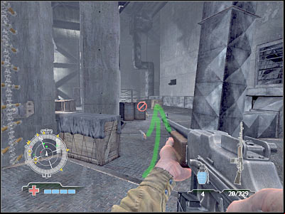 Before you decide to proceed any further, you will have to turn left - Disable Ammunition Lift Controls - part 1 - Operation Der Flakturm - Medal of Honor: Airborne - Game Guide and Walkthrough