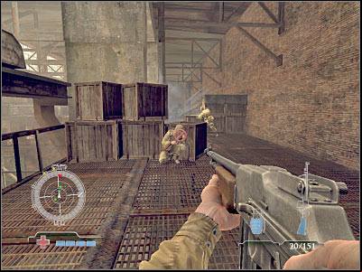 You have to keep moving towards your current target - Sabotage Tank Factory Control Room - part 2 - Operation Varsity - Medal of Honor: Airborne - Game Guide and Walkthrough