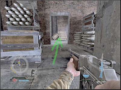This room is probably guarded by one of the enemy soldiers - Destroy Munitions Stockpile - part 2 - Operation Varsity - Medal of Honor: Airborne - Game Guide and Walkthrough