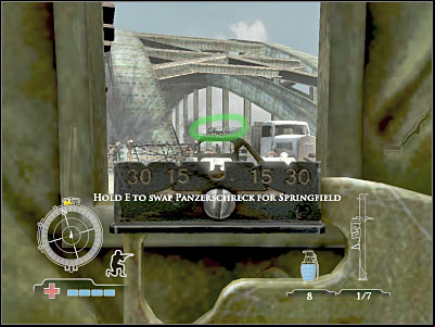 Once you've killed all visible soldiers, try moving closer to this side of the bridge - Knock-out Tiger Tank #2 - part 1 - Operation Market Garden - Medal of Honor: Airborne - Game Guide and Walkthrough