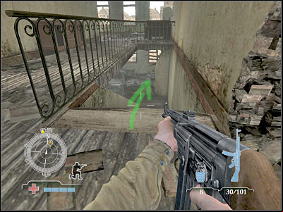 The second heavy machine gun post is going to be located to your right - Clear MG Nests - Operation Market Garden - Medal of Honor: Airborne - Game Guide and Walkthrough