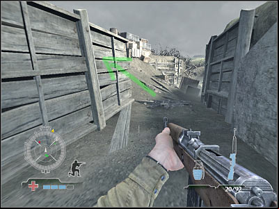 Now you will have to use two sets of white wooden boards to reach your final target - Clear and Secure Pillbox - part 2 - Operation Neptune - Medal of Honor: Airborne - Game Guide and Walkthrough