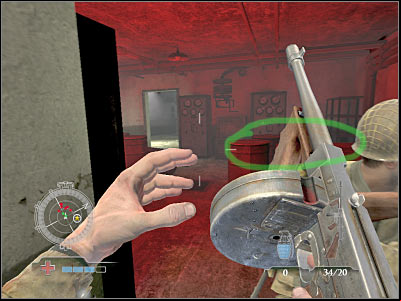 Try getting closer to this entrance, however don't leave the room just yet - Clear Central Casemate - part 2 - Operation Neptune - Medal of Honor: Airborne - Game Guide and Walkthrough