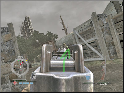 Keep going straight and in a short while you should be able to get closer to the bunker - Clear Central Casemate - part 1 - Operation Neptune - Medal of Honor: Airborne - Game Guide and Walkthrough