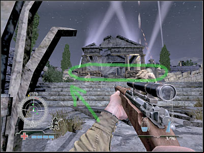 I'd strongly recommend that you choose a ageway which should be located to your left - Ascend to Hilltop Temple - Operation Avalanche - Medal of Honor: Airborne - Game Guide and Walkthrough