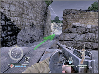 You should be getting closer to the ruins - Destroy Ammo Cache - part 2 - Operation Avalanche - Medal of Honor: Airborne - Game Guide and Walkthrough
