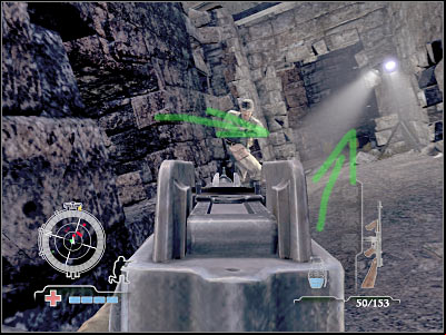 You will have to be extremely careful here, because there is a large group of enemy soldiers to the north - Destroy Ammo Cache - part 1 - Operation Avalanche - Medal of Honor: Airborne - Game Guide and Walkthrough