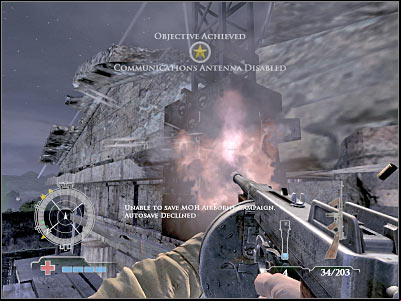 1 - Disable Communications Antenna - part 2 - Operation Avalanche - Medal of Honor: Airborne - Game Guide and Walkthrough