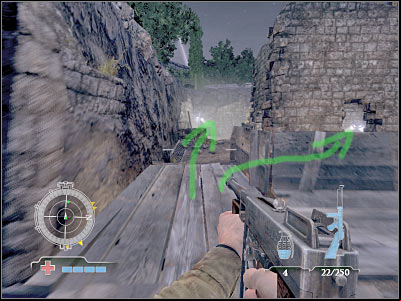 You should be able to reach a much larger scaffolding very soon - Disable Communications Antenna - part 2 - Operation Avalanche - Medal of Honor: Airborne - Game Guide and Walkthrough