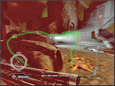 Try entering the tower as soon as possible, because you'll be fully exposed on your way to that object - Eliminate German officers - part 1 - Operation Husky - Medal of Honor: Airborne - Game Guide and Walkthrough