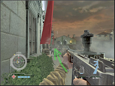 Once you're close enough to the main entrance to the town hall, you will have to choose what to do next - Destroy Town Hall AA Guns - part 2 - Operation Husky - Medal of Honor: Airborne - Game Guide and Walkthrough