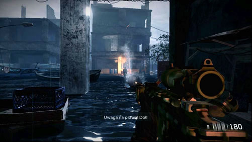 Go to the exit, through which you can see a low building, keeping to the right-hand column - Mission 05: Changing Tides - Campaign - Medal of Honor: Warfighter - Game Guide and Walkthrough