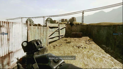 Avoid running zigzag around iron barriers and run up to the top, then turn left and immediately right - Mission 08: Finding Faraz - Campaign - Medal of Honor: Warfighter - Game Guide and Walkthrough