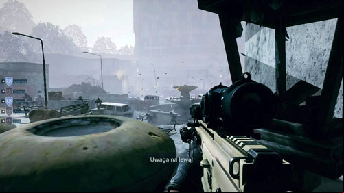 Go outside and hide behind the barrels just before the exit door (see picture above) - Mission 11: Old Friends - Campaign - Medal of Honor: Warfighter - Game Guide and Walkthrough