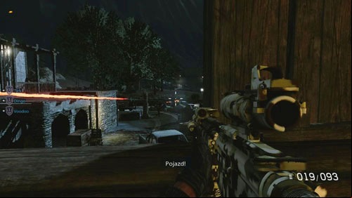 Moving to the window in the distance, you will see a couple of soldiers converging from across the street, then youre on the road below to the left leaving the car with a heavy machine gun and a real shooting starts (see picture above) - Mission 13: Shut it Down - Campaign - Medal of Honor: Warfighter - Game Guide and Walkthrough