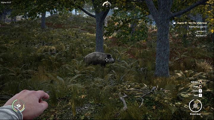Once the animal has been killed, collect the spears or arrows stuck in it, and then skin the animal to collect the meat and fur - Medieval Dynasty: Hunting Guide - Basics - Medieval Dynasty Guide
