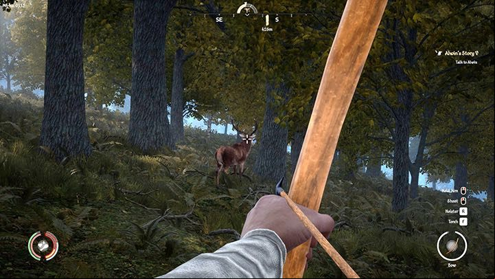 Depending on the distance from the target, set the cross at the right point - Medieval Dynasty: Hunting Guide - Basics - Medieval Dynasty Guide