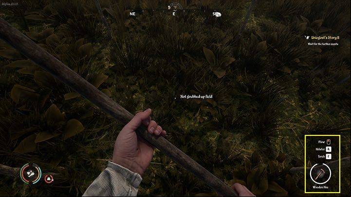 Set the wooden hoe as the main tool - Medieval Dynasty: Farm - how to farm the land? - Basics - Medieval Dynasty Guide