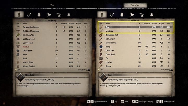 For the cheapest bow, you have to pay 200 pieces of gold - Medieval Dynasty: Bow - how to get it? - FAQ - Medieval Dynasty Guide