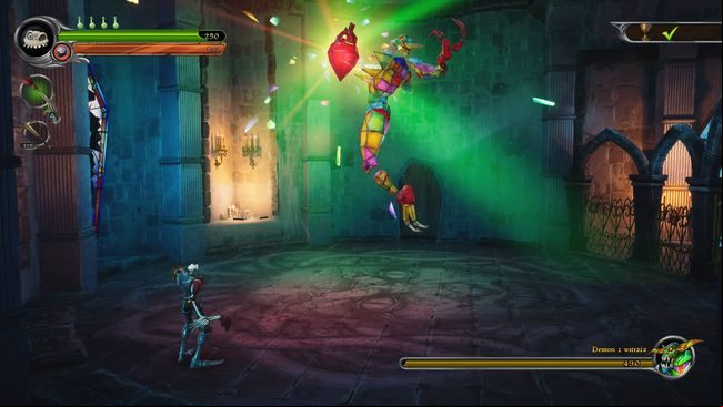 After defeating the boss, pick up the Skull Key and leave the level - Hilltop Mausoleum | MediEvil Walkthrough - Walkthrough - MediEvil Guide
