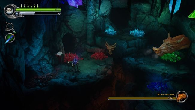 Go through the cave, then around the hole with water and eliminate all creatures - The Crystal Caves | MediEvil Walkthrough - Walkthrough - MediEvil Guide