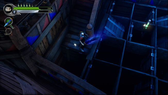 Now there is a fairly simple sequence - avoid the barrels by hiding in the niches or by blocking them with a shield - The Ghost Ship | MediEvil Walkthrough - Walkthrough - MediEvil Guide