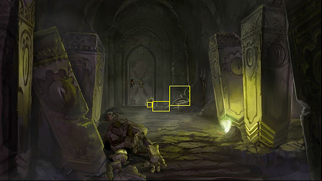 Use the activation spell with the guardians hand (the one which is near to the door) - Pull down the door - Chapter I - Memoria - Game Guide and Walkthrough