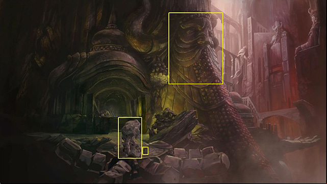 The ball will land in the hall, near the next stone guardian - Pull down the door - Chapter I - Memoria - Game Guide and Walkthrough
