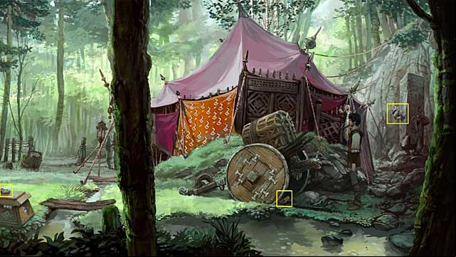 Click on a wedge and go to the left - Remove the mask from the statue - Chapter II - Memoria - Game Guide and Walkthrough