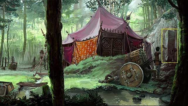It will work with the last stone pillar - Geron will paint a demons face - Complete a detailed drawing of the attacker: part 2 - Chapter II - Memoria - Game Guide and Walkthrough