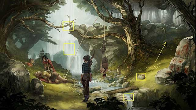 Pick up a stone and use it with the small waterfall - Steel Rachwans necklace without being seen - Chapter III - Memoria - Game Guide and Walkthrough