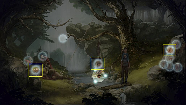 Click on the painting on the rock (the one with the campfire, Old Amazon and Rachwan) - Steel Rachwans necklace without being seen - Chapter III - Memoria - Game Guide and Walkthrough