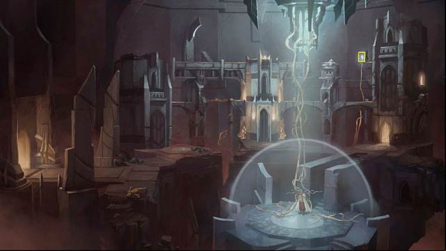 Go to the left (on the bridge II) and touch the floating crystal (the fourth crystal is deactivated) - Extinguish the power of the fives crystals - Chapter VII - Memoria - Game Guide and Walkthrough