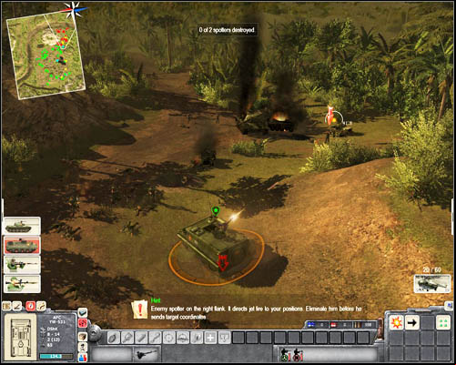 Hide your APC behind the allied tank shown in the picture below - Mission 4: Gatecrushers - p. 1 - North Vietnamese - Men of War: Vietnam - Game Guide and Walkthrough