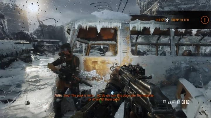 All you have to do is follow your companion, and after a while, you will go outside - Moscow - A journey with Anna through the city - Metro Exodus Walkthrough - Moscow - Metro Exodus Guide