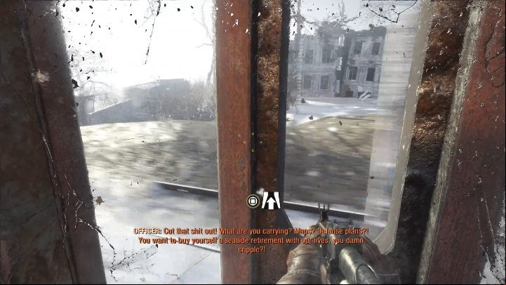 After jumping onto an enemy train, approach its right edge - Metro Exodus: Hostile Train - walkthrough - Moscow - Metro Exodus Guide
