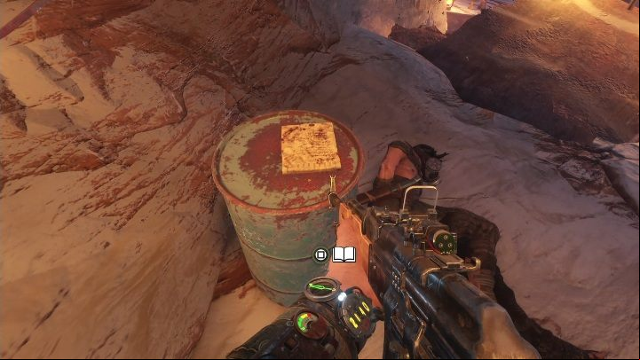 Location: This provisory hideout is at the top of the canyon - Metro Exodus: Diaries and postcards in The Caspian Sea - collectibles - Diaries and postcards - Metro Exodus Guide