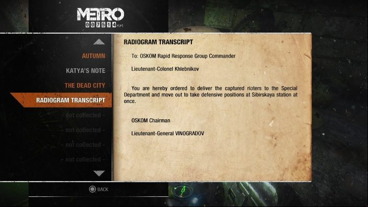 2 - Metro Exodus: Diaries and postcards in Autumn and the Dead City - collectibles - Diaries and postcards - Metro Exodus Guide