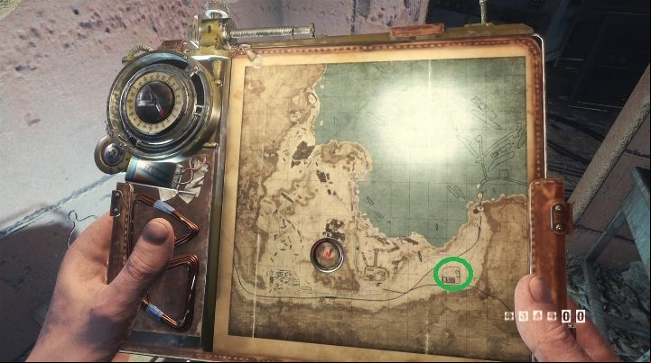 NVG Amplifier upgrade is located on the top of one of the buildings - Metro Exodus: Weapon and equipment upgrades in The Caspian Sea - secrets - Equipment Upgrades and Point of interest - Metro Exodus Guide