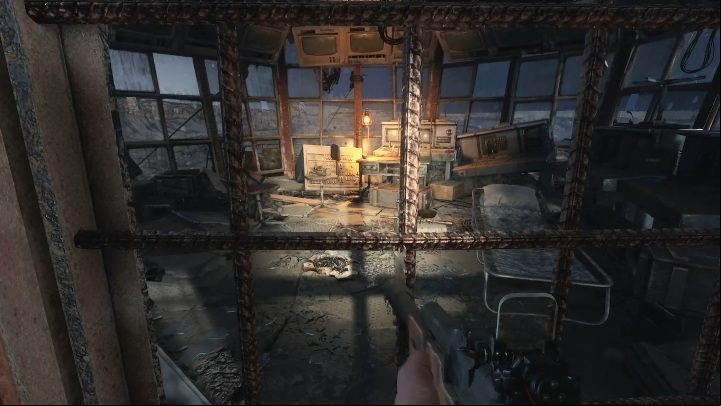 To get this upgrade, you must open the door at the top of the building - Metro Exodus: Weapon and equipment upgrades in The Caspian Sea - secrets - Equipment Upgrades and Point of interest - Metro Exodus Guide
