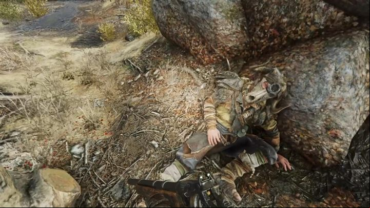Move towards the X on the map - Metro Exodus: Getting captured and the Pioneers village - walkthrough - Taiga - Metro Exodus Guide