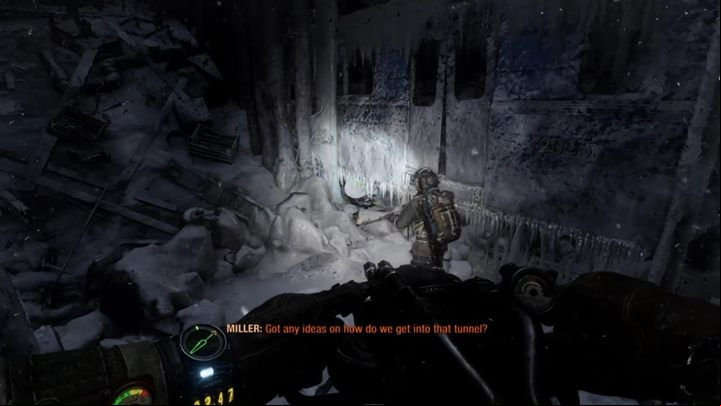 Enter the wreck of an old tram and you will reach the tunnel - Metro Exodus: Way to the Metro - walkthrough - Dead City - Metro Exodus Guide