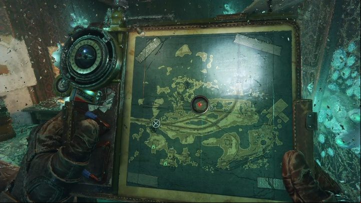 A destroyed container is west of the tracks - Metro Exodus: Weapon and equipment upgrades in Volga - secrets - Equipment Upgrades and Point of interest - Metro Exodus Guide