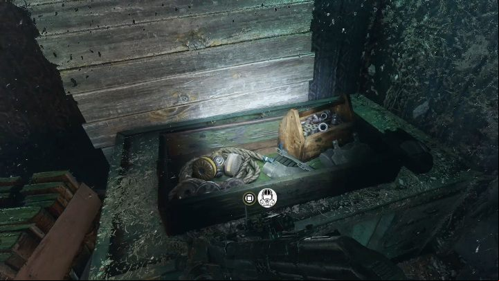 The gas mask upgrade is in the chest located at the back of the container - Metro Exodus: Weapon and equipment upgrades in Volga - secrets - Equipment Upgrades and Point of interest - Metro Exodus Guide