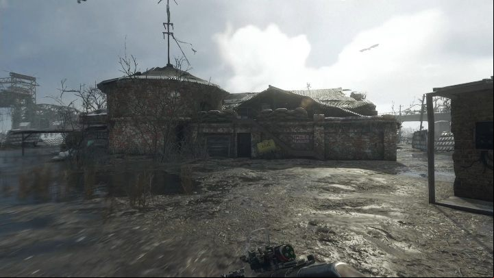 To enter the building you have to quietly get to the top, by the stairs - Metro Exodus: Weapon and equipment upgrades in Volga - secrets - Equipment Upgrades and Point of interest - Metro Exodus Guide