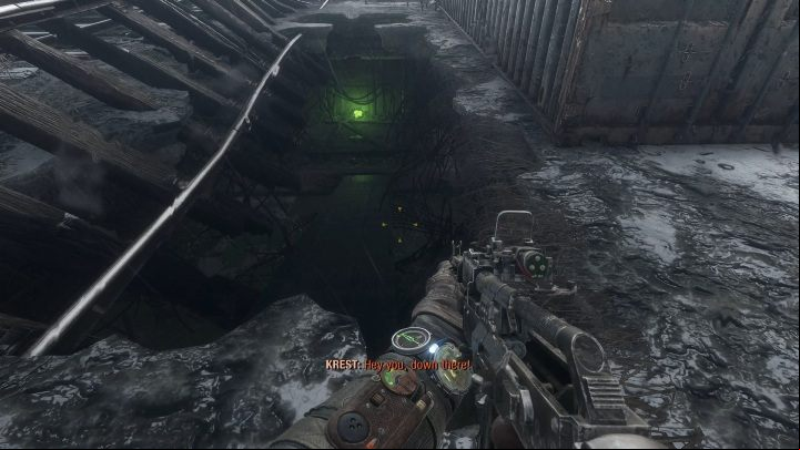 Jump down between the destroyed parts of the road - Metro Exodus: Weapon and equipment upgrades in Volga - secrets - Equipment Upgrades and Point of interest - Metro Exodus Guide