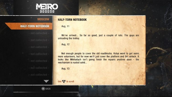 4 - Metro Exodus: Diaries and postcards in Moscow - collectibles - Diaries and postcards - Metro Exodus Guide