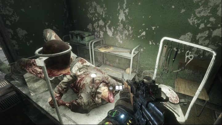 Location: The diary is on the drawer standing next to the table with a human corpse - Metro Exodus: Diaries and postcards in Spring and Yamantau - collectibles - Diaries and postcards - Metro Exodus Guide