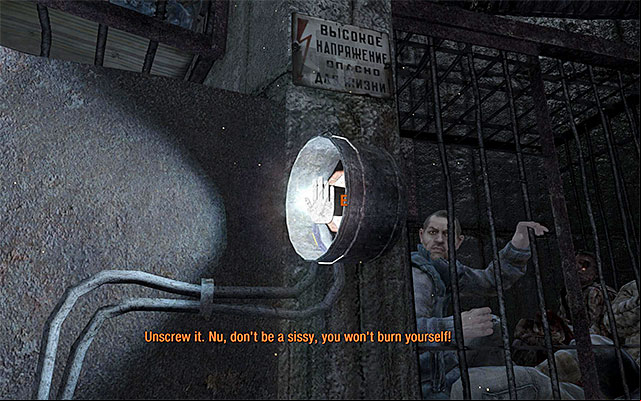 Pull the lever found near just neutralized guard, lowering the stairs leading to the upper level of explored constructions - Follow Pavel and avoid detection | Chapter 3: Pavel - Chapter 3: Pavel - Metro: Last Light Game Guide